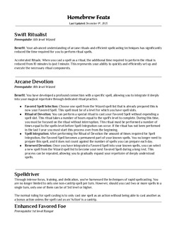 Homebrew Feats